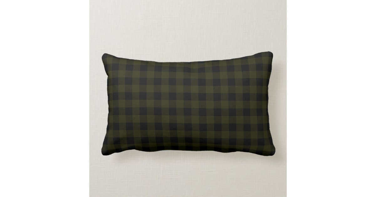 Hunter Green And Black Buffalo Plaid Lumbar Pillow Zazzle Com