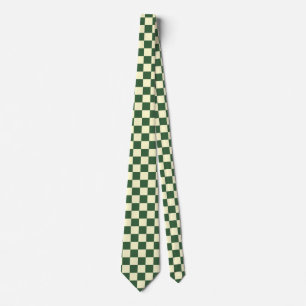 Hunter Green and Cream Checkerboard Neck Tie
