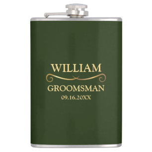 Hunter Green and Gold Vinyl Wrapped Flask