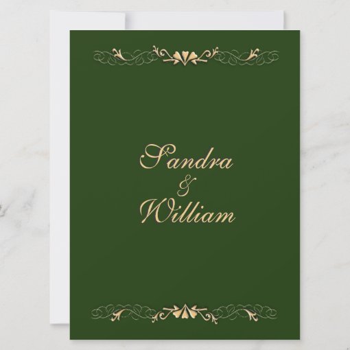 Hunter Green and Gold Wedding Invitation Zazzle