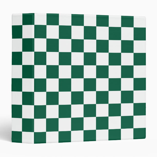 Hunter Green and White Checkered 3 Ring Binder (Front/Spine)