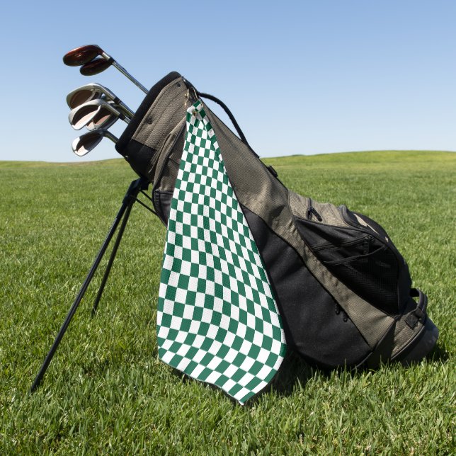 Hunter Green and White Checkered Golf Towel (Green)