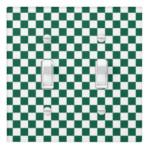 Hunter Green and White Checkered Light Switch Cover