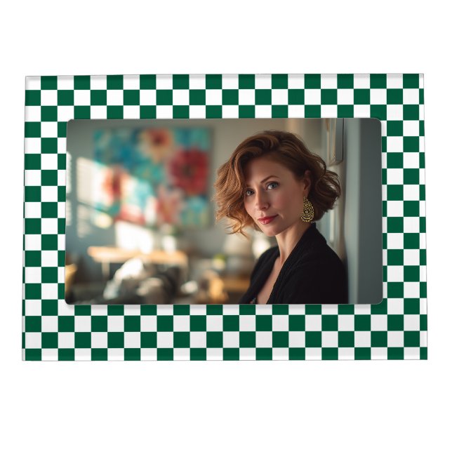 Hunter Green and White Checkered Magnetic Frame (Hunter Green and White Checkered Magnetic Frame)