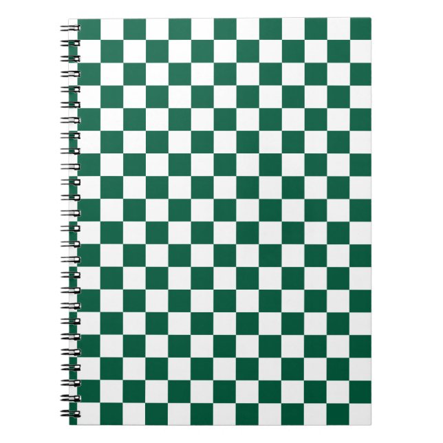 Hunter Green and White Checkered Notebook (Front)