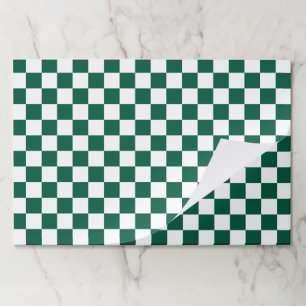 Hunter Green and White Checkered Paper Placemats