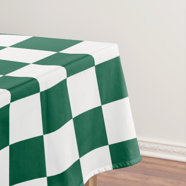 Hunter Green and White Checkered Tablecloth (In Situ)