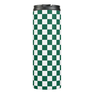 Hunter Green and White Checkered Thermal Tumbler