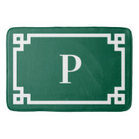 Hunter Green and White Greek Key Monogram Large