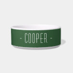 Hunter Green and White Minimal Elegant Name Pet Bowl<br><div class="desc">Hunter Green and White Minimal Elegant Name Cat Dog Pet Bowl. You can also remove the personalization and enjoy the elegant and minimal one color design.</div>