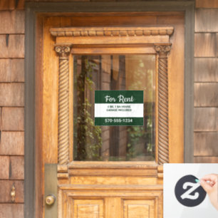 Hunter Green and White Modern House For Rent Window Cling