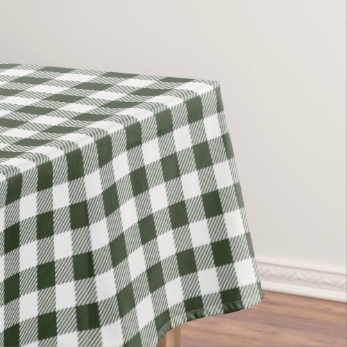 Hunter Green and White Plaid Design Tablecloth