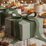 Hunter Green and White Stripes Pattern Wrapping Paper
