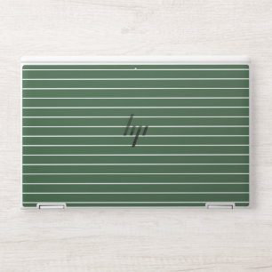 Hunter Green and White Thin Horizontal Striped HP Laptop Skin