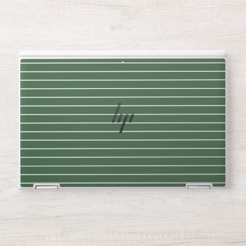 Hunter Green and White Thin Horizontal Striped HP Laptop Skin