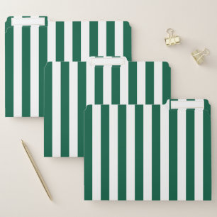 Hunter Green and White Vertical Stripes File Folder