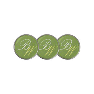 Hunter Green ⛳✨ Art Deco Initials  Golf Ball Marker