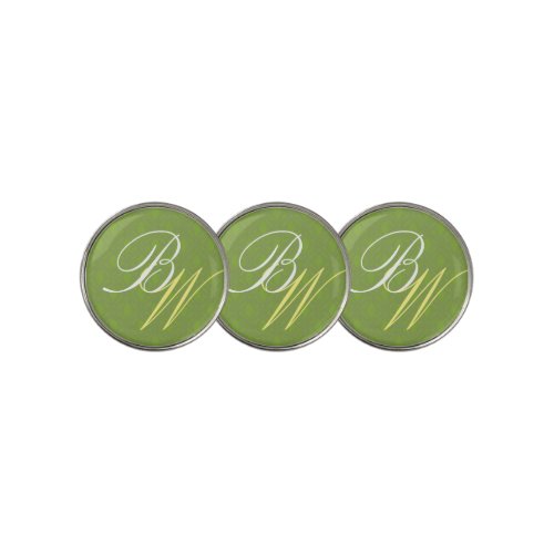 Hunter Green Art Deco Stylized Initials Template Golf Ball Marker