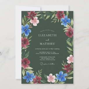 Hunter Green Artistic Winter Wedding Invitation