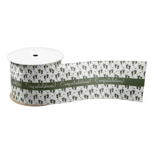 Hunter Green Baby Footprints and Hearts Satin Ribbon