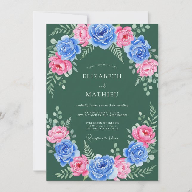 Hunter Green Bold Woodland Wedding Invitation (Front)
