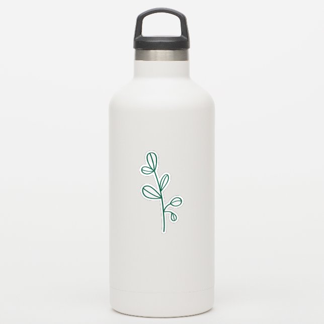 hunter green botanical vinyl sticker (Waterbottle)