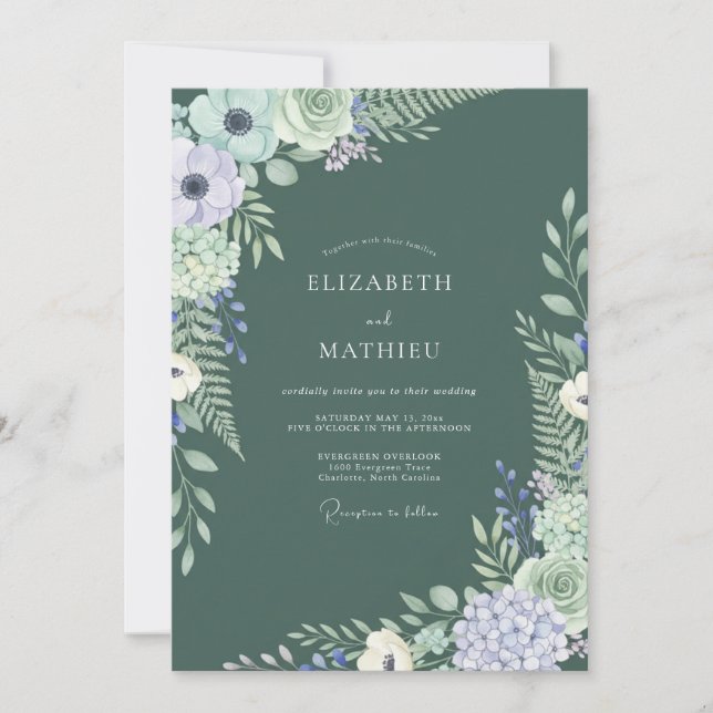 Hunter Green Breathtaking Nature Wedding Invitation (Front)