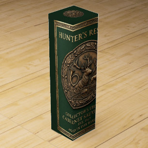 Hunter Green & Bronze Hunting Lodge Emblem Wine Box