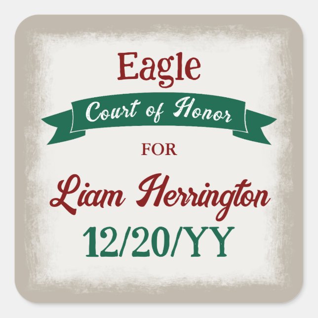 Hunter Green, Burgundy Red Party Favor Sticker (Front)