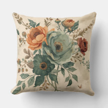 Hunter Green Burnt Orange Sage Farmhouse Floral
