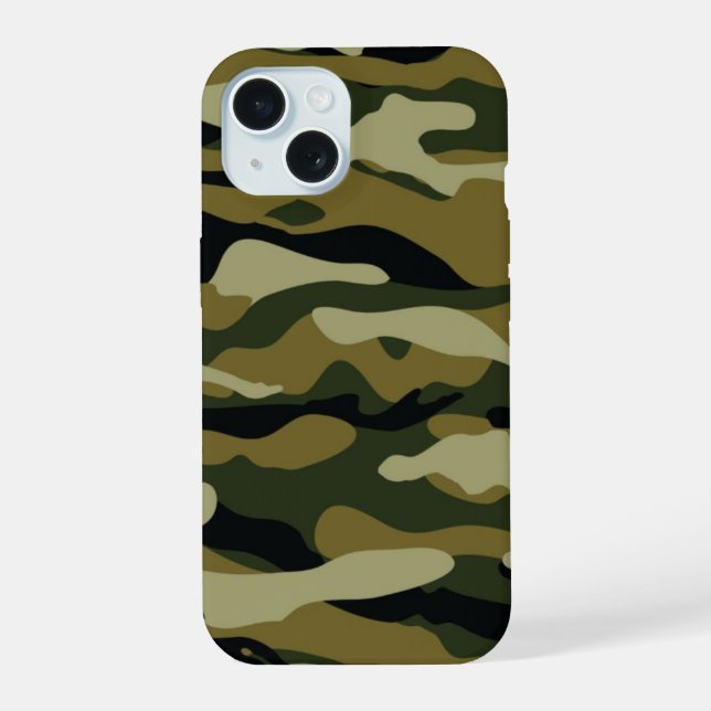 Hunter Green Camo iPhone 15 Case (Back)