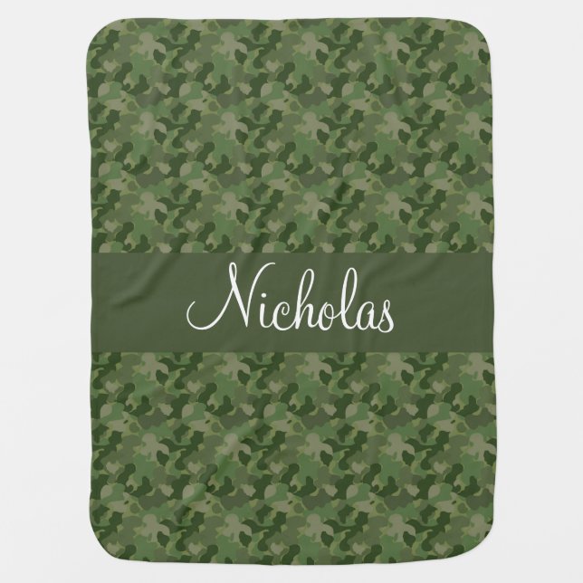 Hunter Green Camouflage Stroller Blanket (Front)