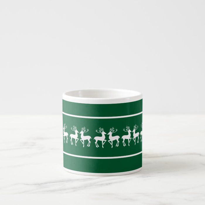 Hunter Green Christmas Deer Espresso Mugs