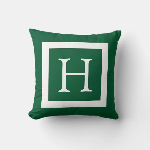 Hunter Green Custom Monogram Throw Pillow