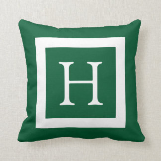 Hunter Green Custom Monogram Throw Pillow