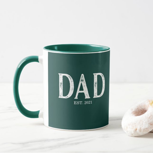Hunter Green Dad Year Established Mug (With Donut)