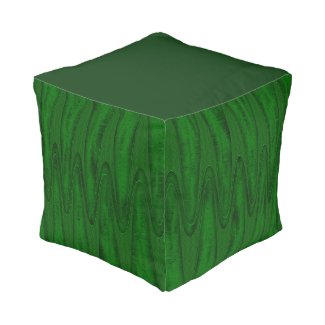 Hunter Green Design Cube Pouf