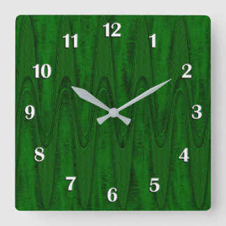 Hunter Green Design Face with White Numbers Square Wall Clock