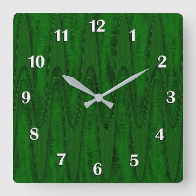 Hunter Green Design Face with White Numbers Square Wall Clock (Front)