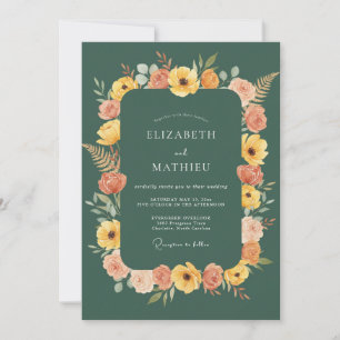 Hunter Green Earthy Autumnal Wedding Invitation