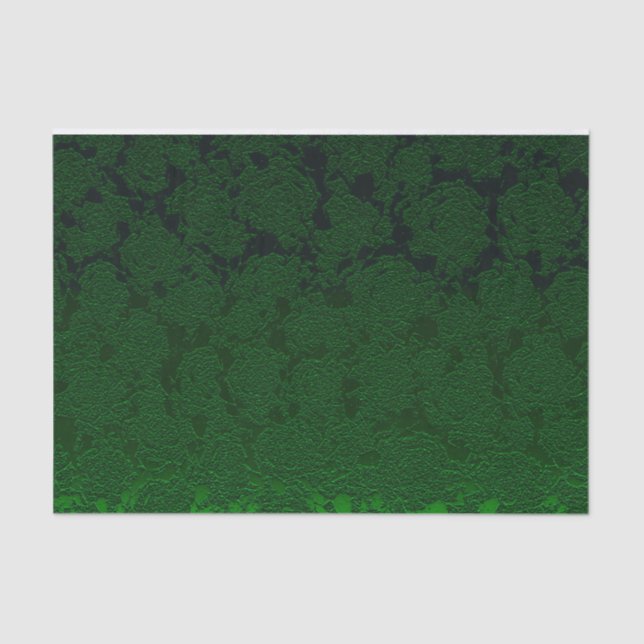 Hunter Green Elegant Succulent Pattern Decoupage Tissue Paper (Front)