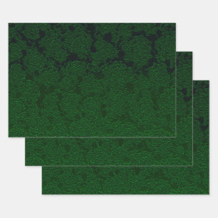 Hunter Green Elegant Succulent Pattern Design Wrapping Paper Sheets