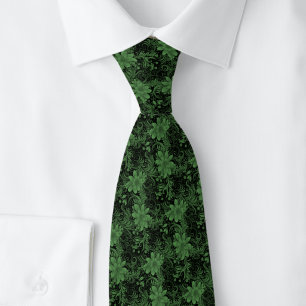 Hunter Green Floral Batik Neck Tie