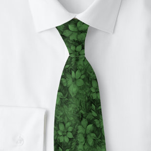 Hunter Green Floral Neck Tie