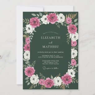 Hunter Green Formal Winter Wedding Invitation