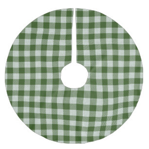 Hunter Green Gingham Plaid Brushed Polyester Tree Skirt