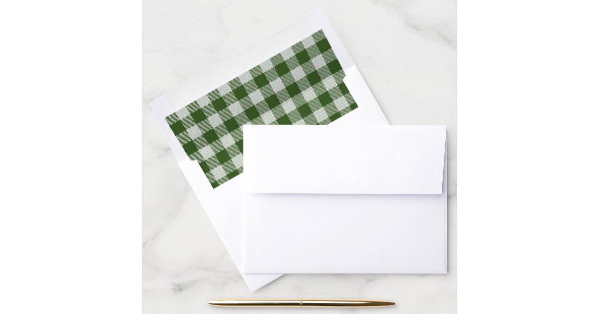 Hunter Green Gingham Plaid Envelope Liner Zazzle