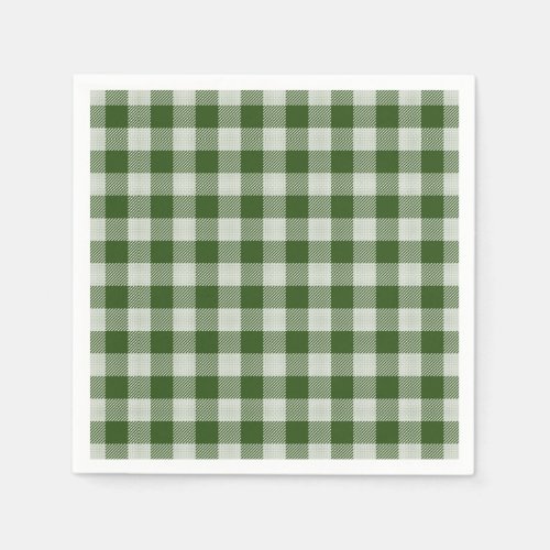 Hunter Green Gingham Plaid Paper Napkin