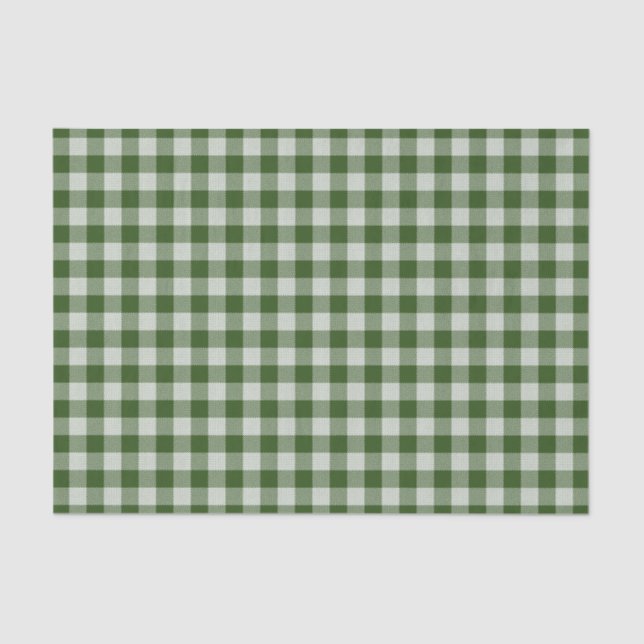 Hunter Green Gingham Plaid Tissue Paper (Front)