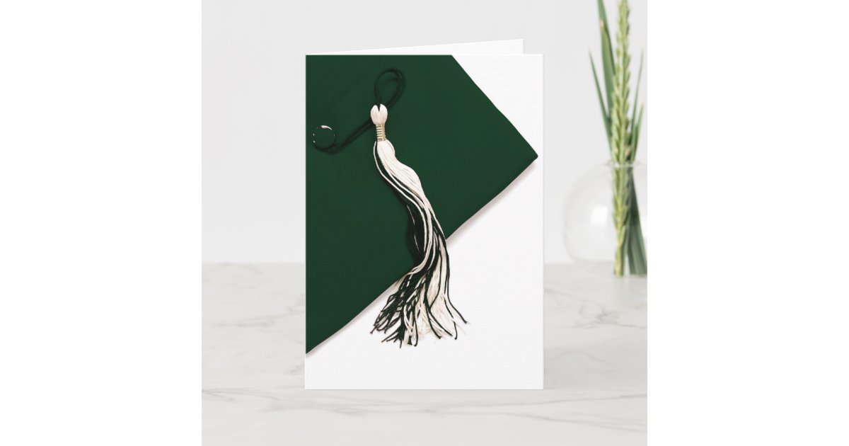 Hunter Green Graduation cap with Tassel Card Zazzle